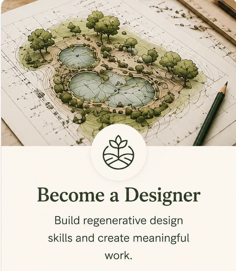 A hand-drawn regenerative land design plan