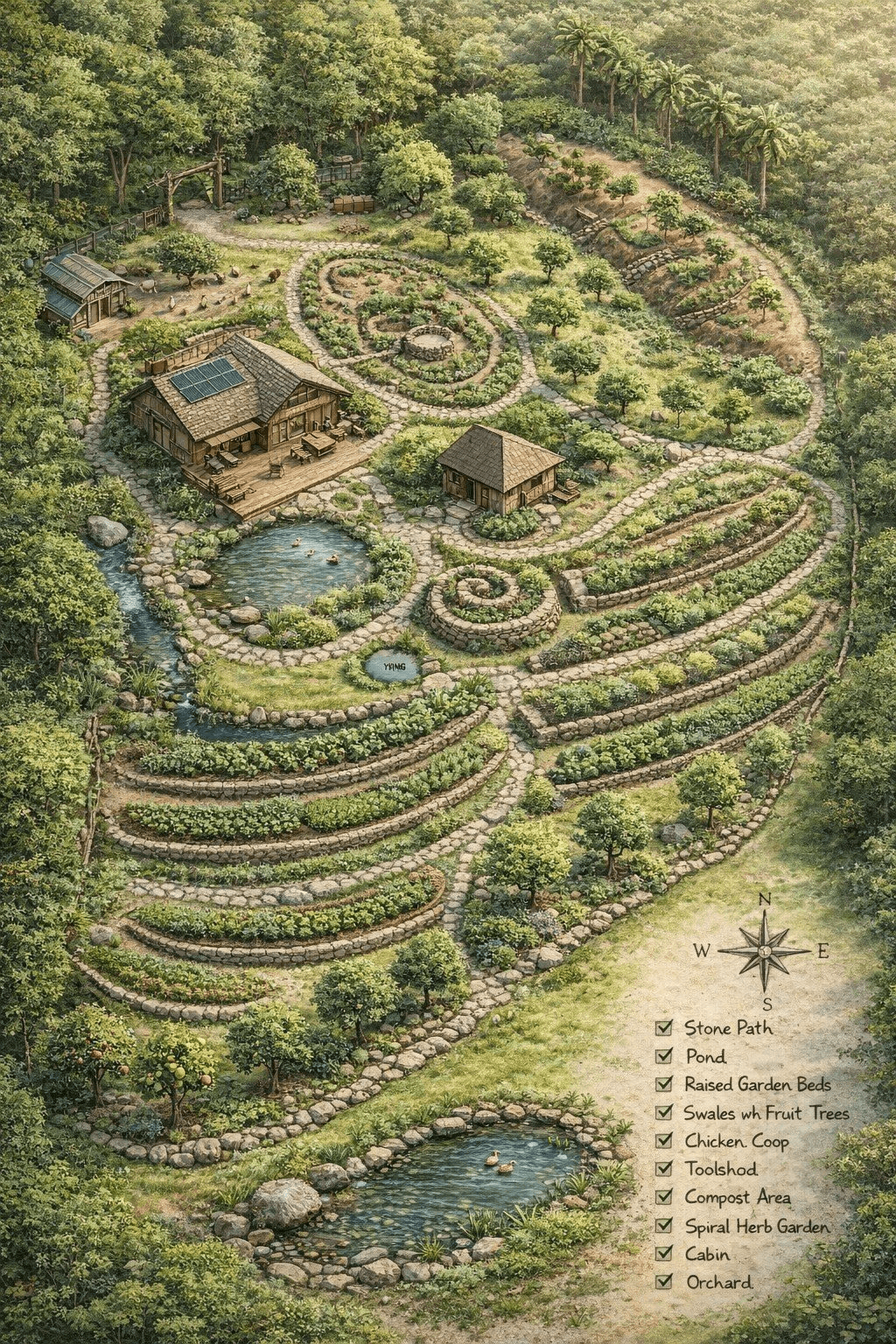 AI-assisted regenerative farm render