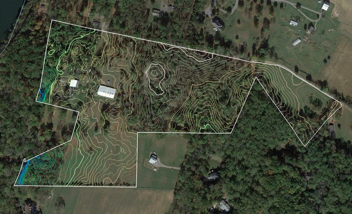 Topographic contour lines revealing the shape of the land