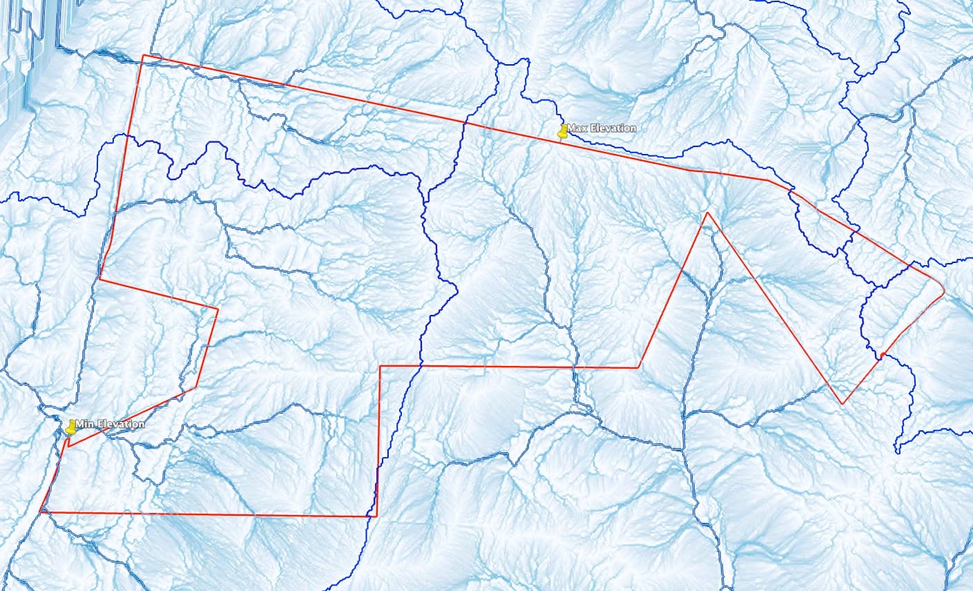 Regional watershed map showing the streams and drainage around the site